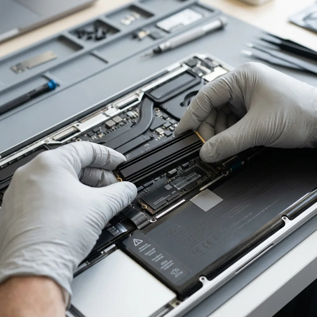 Диагностика MacBook перед апгрейдом SSD и RAM в сервисном центре Москвы