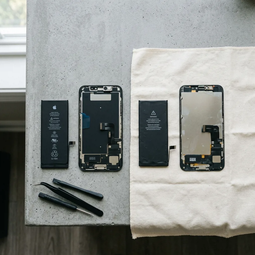 Сравнение оригинального и копийного экрана iPhone