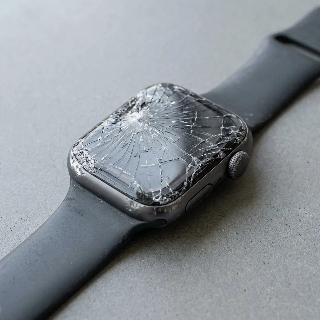 Разбитый корпус Apple Watch после падения