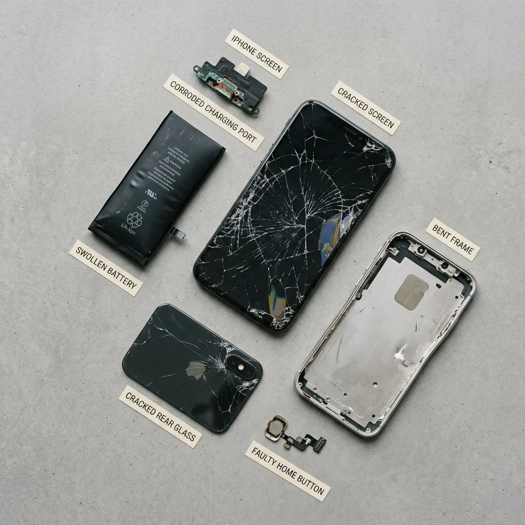 Инфографика самых частых поломок iPhone